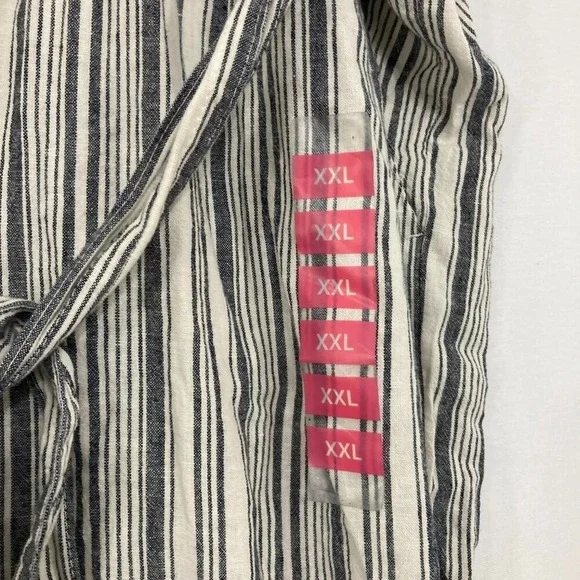 New Zac & Rachel size XXL‎ Wide Leg Striped Linen Blend Belted Cropped Pants - Picture 5 of 12